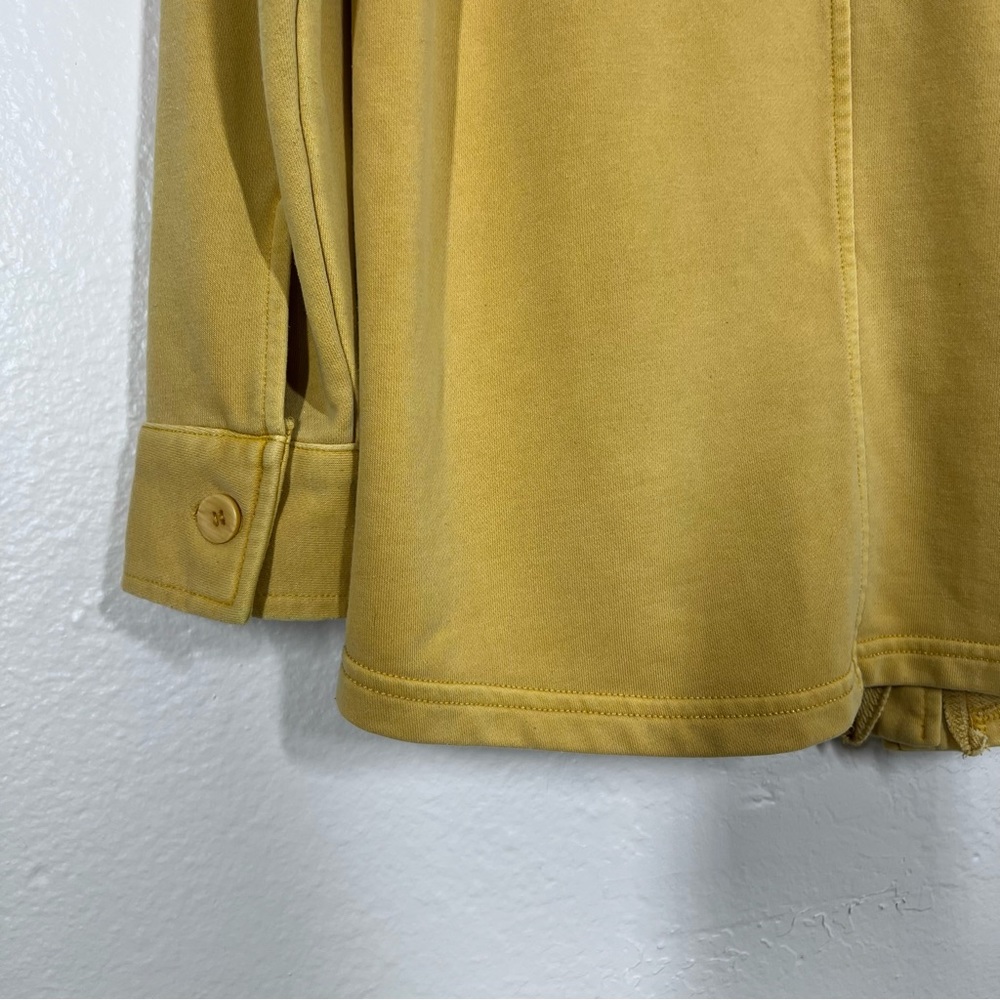 Avec Les Filles Mustard Yellow French Terry Button Down Shirt Jacket Shacket - Picture 11 of 13